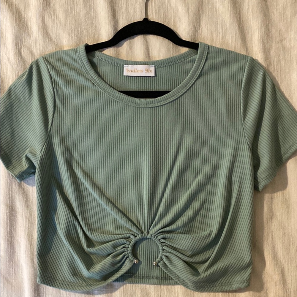 Women's Green Ribbed Top